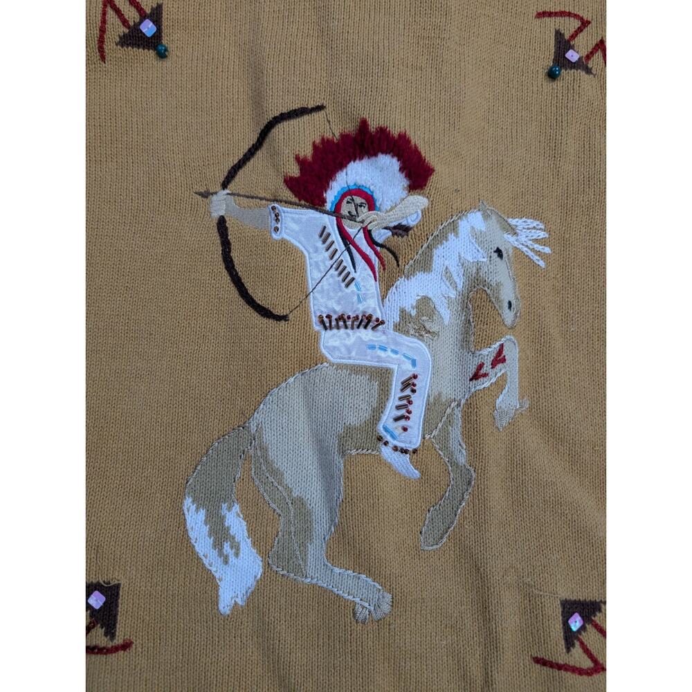 KNITS BY STORYBOOK Womens Native American Southwestern Button Cardigan Large - Picture 12 of 16
